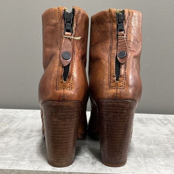 RAG & BONE Brown/Tan Leather Lasercut Accents Ankle Boot/Booties Size 6.5 - Picture 7 of 15